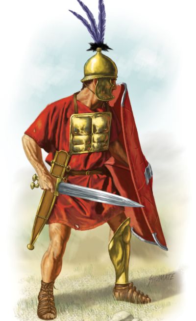 Ilustración de un guerrero romano del reino de Roma.