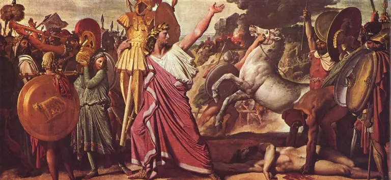Pintura mostrando a Rómulo fundando la ciudad de Roma.