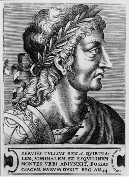 Grabado del rey romano Servio Tulio.