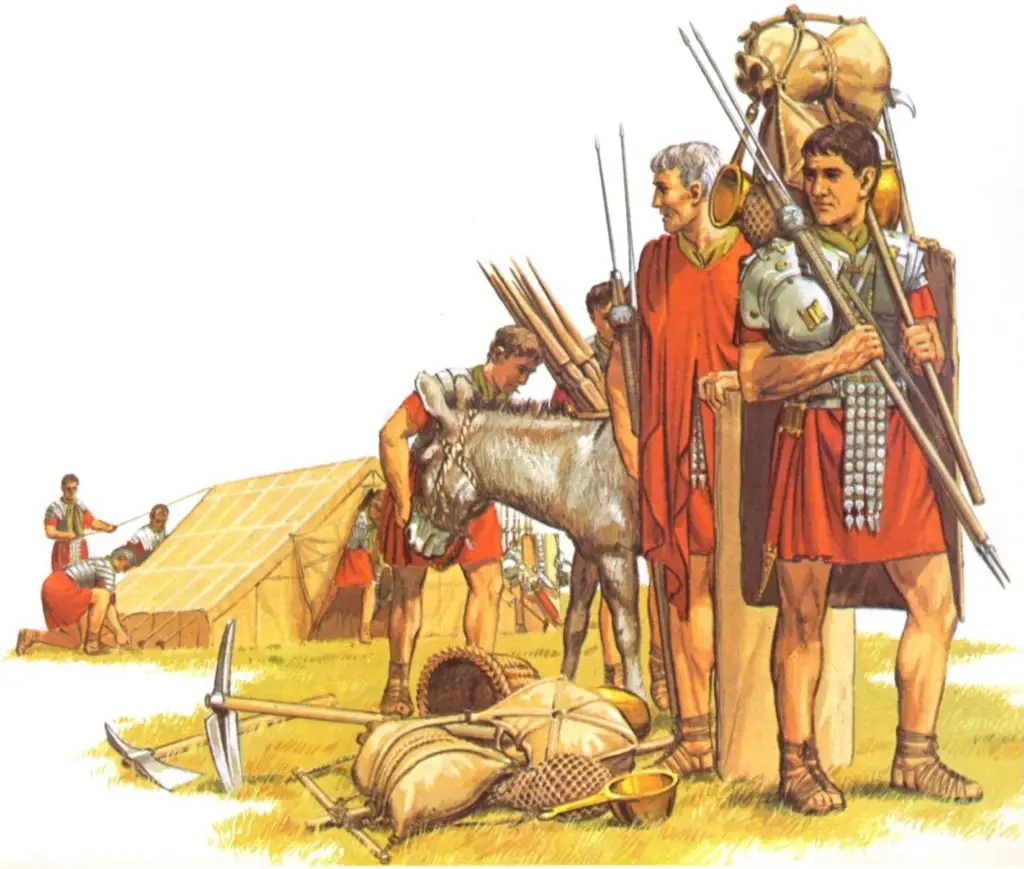 Ilustración mostrando a los hombres de un contubernio romano.