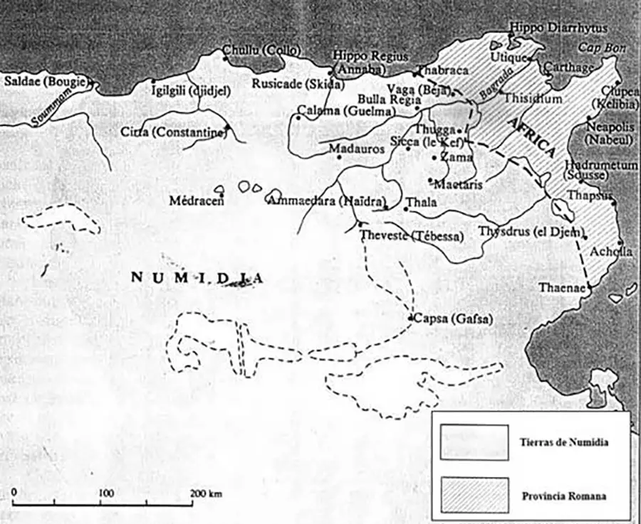 Mapa de los territorios durante la guerra de Jugarta.