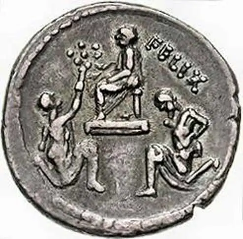 Moneda mostrando el triunfo en honor a Sula.