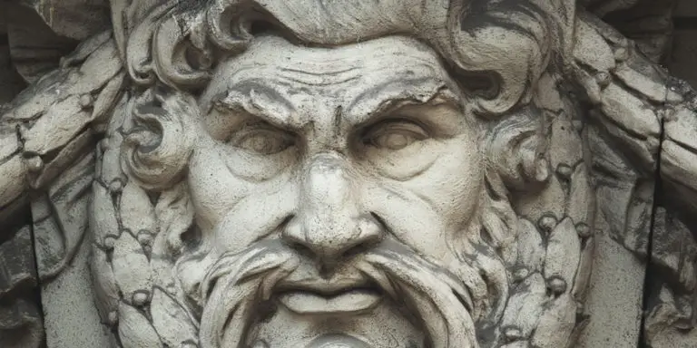 Dioses olímpicos cara en relieve.