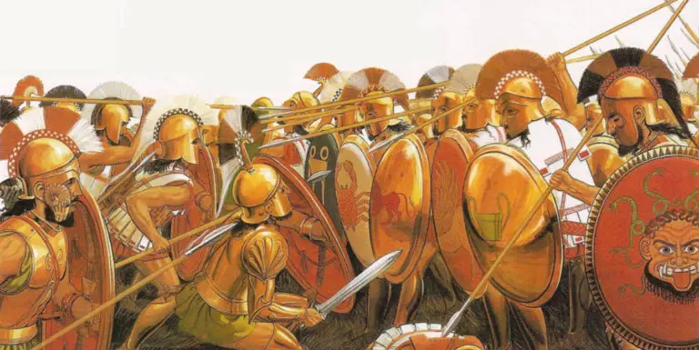Ilustración de soldados romanos en formación de falange.