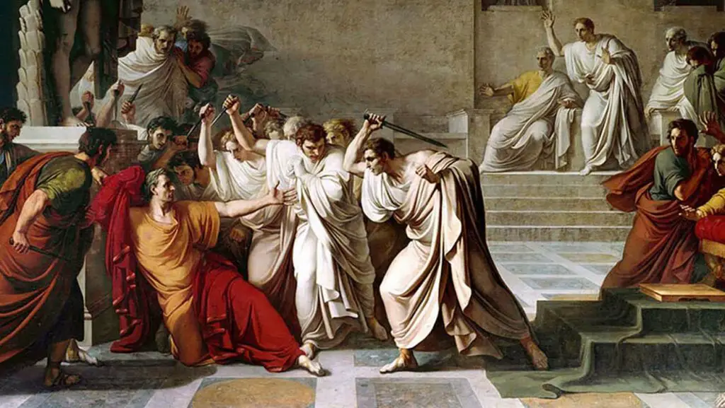 El asesinato de Julio César, por Vincenzo Camuccini.