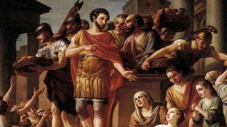 Marco Aurelio distribuyendo pan.