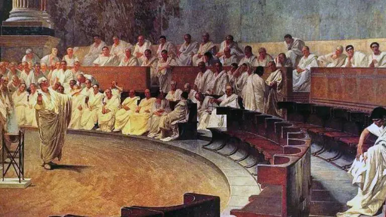 Orador en el senado romano, pintura.