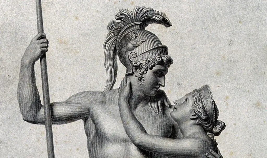 Grabado de Marte (Ares) y Venus (Afrodita) por D. Marchetti.