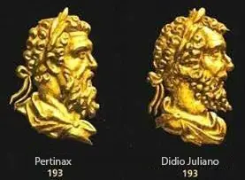 Rostros de los emperadores romanos Pertinax y Didio Juliano.