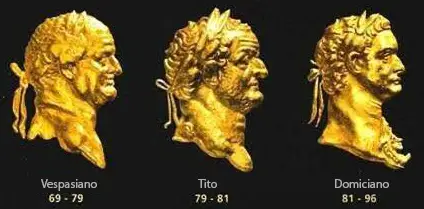 Los rostros de los emperadores romanos de la dinastía Flavia.