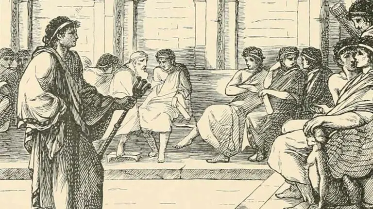 Ilustración de dos Cónsules en sesión.