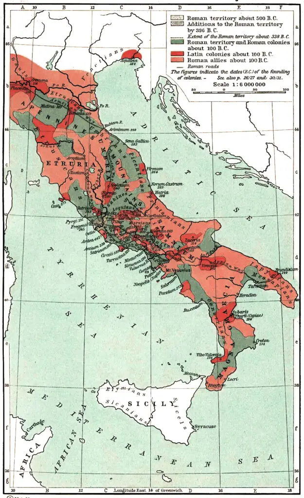 Crecimiento romano en Italia.