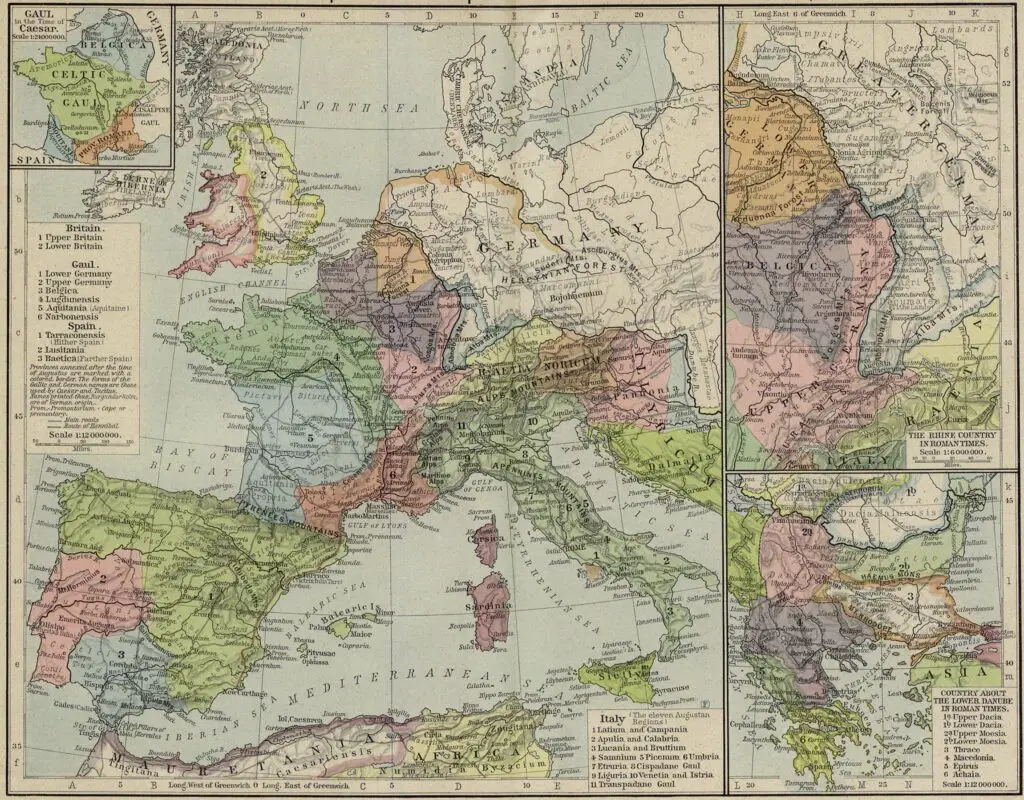 Mapa del Imperio romano en el año 117 d. C.