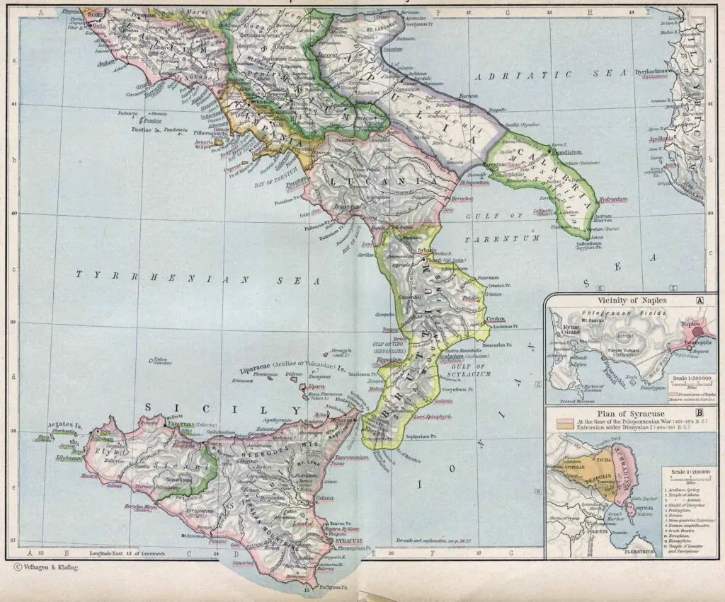 Mapa de Italia antigua del sur