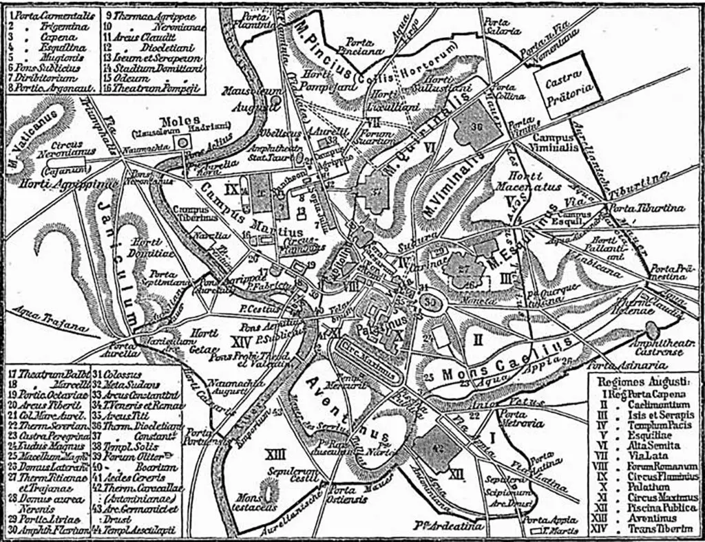 Mapa de la Roma de Octavio Augusto.