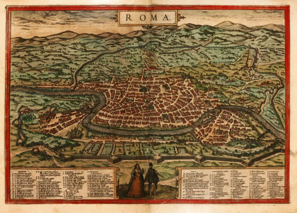 Mapa de la ciudad de Roma en el siglo VI.