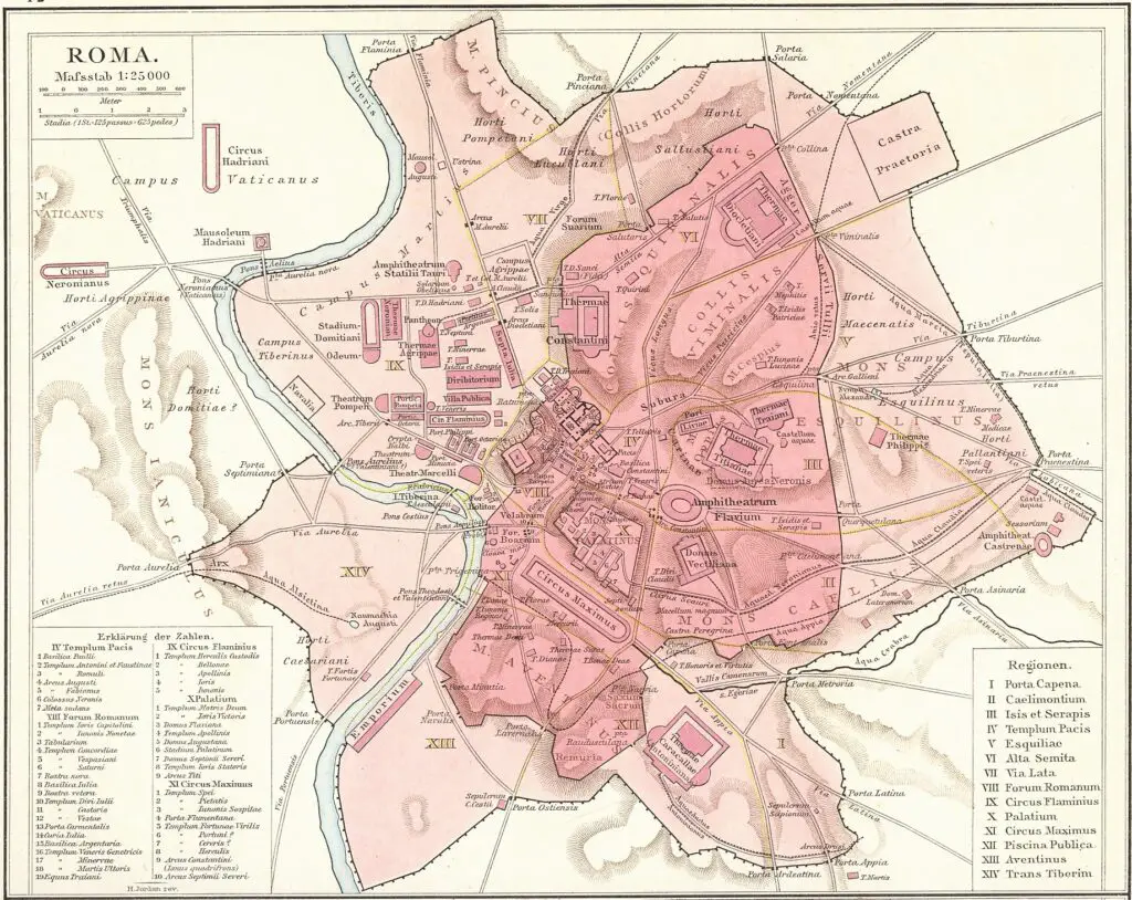 Mapa de las murallas de Roma