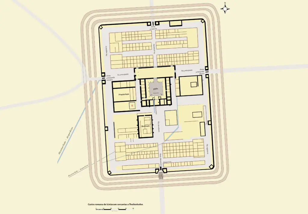 Plano del castrum romano de Iciniacum