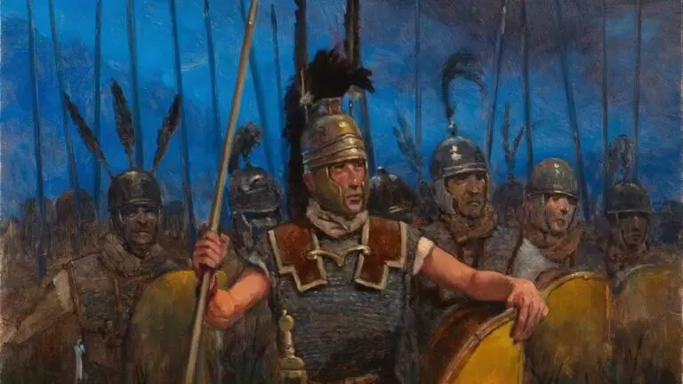 Varios legionarios de la república romana, observamos a un triarius en el frente.