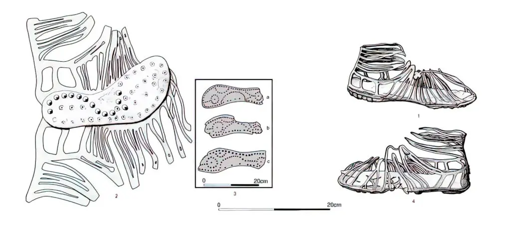 Estructura y construcción de una sandalia caliga, las sandalias del ejército romano.